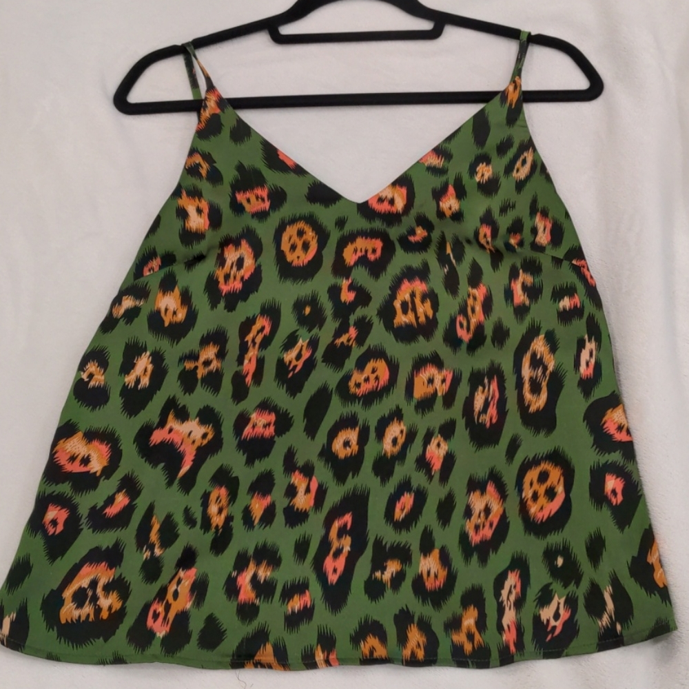 Leopard v neck dressy tank top